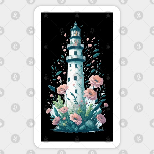 Clipart fantasy flowers splash Lighthouse Design. Sticker by Sohan Print Store